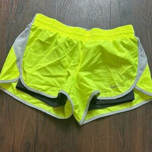 Nike Women's Dri Fit Neon Yellow Workout Shorts